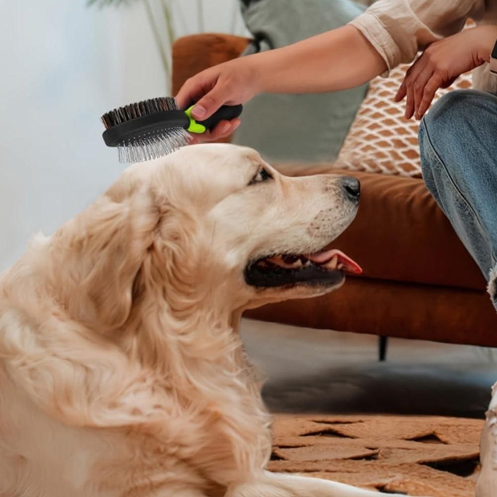 2PCS Pet Grooming Tools Double-Sided Brush for Shedding and Bathing for Short/Long Haired Dogs Cats Green - Image 7