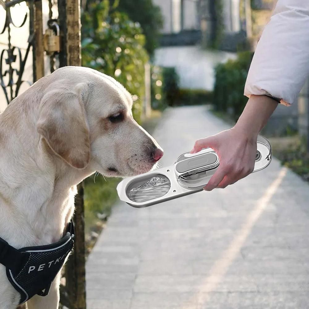 350ml Foldable Pet Dog Water Bottle Leak-proof Water Feeder for Travel Walking Hiking Grey - Image 4