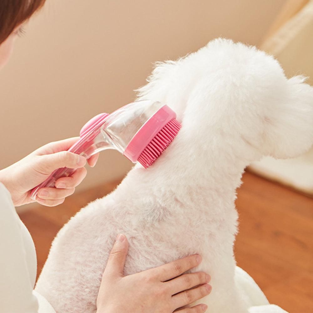 2-in-1 Pet Bath Brush with Built-in Shampoo Dispenser Dog Shampoo Bubble Maker Dog Cat Bathing Grooming Tool Rose Red - Image 3