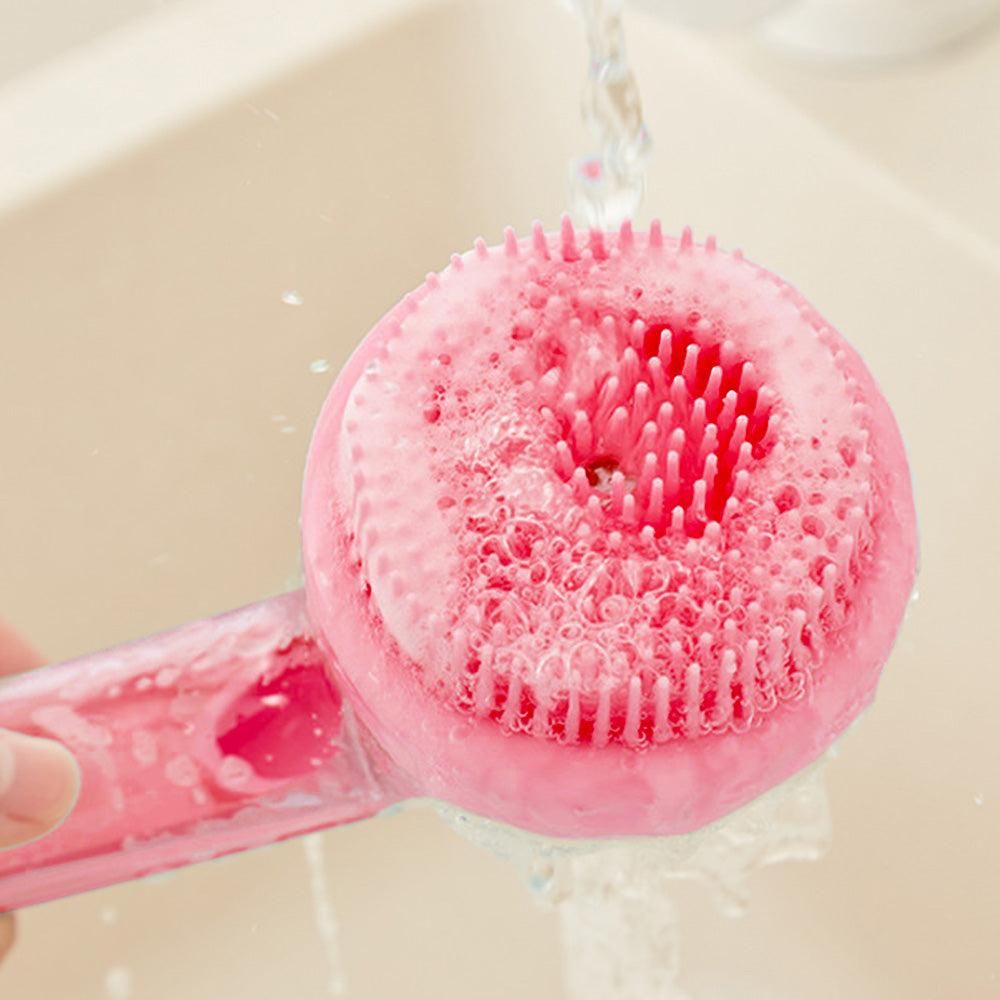 2-in-1 Pet Bath Brush with Built-in Shampoo Dispenser Dog Shampoo Bubble Maker Dog Cat Bathing Grooming Tool Rose Red - Image 4