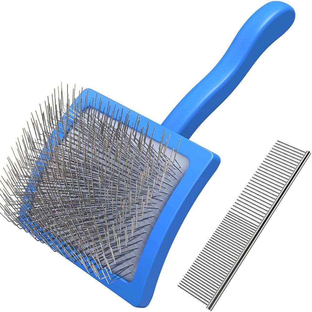 2-Piece Dog Slicker Brush & Comb Set for Grooming & Detangling Blue - Image 4