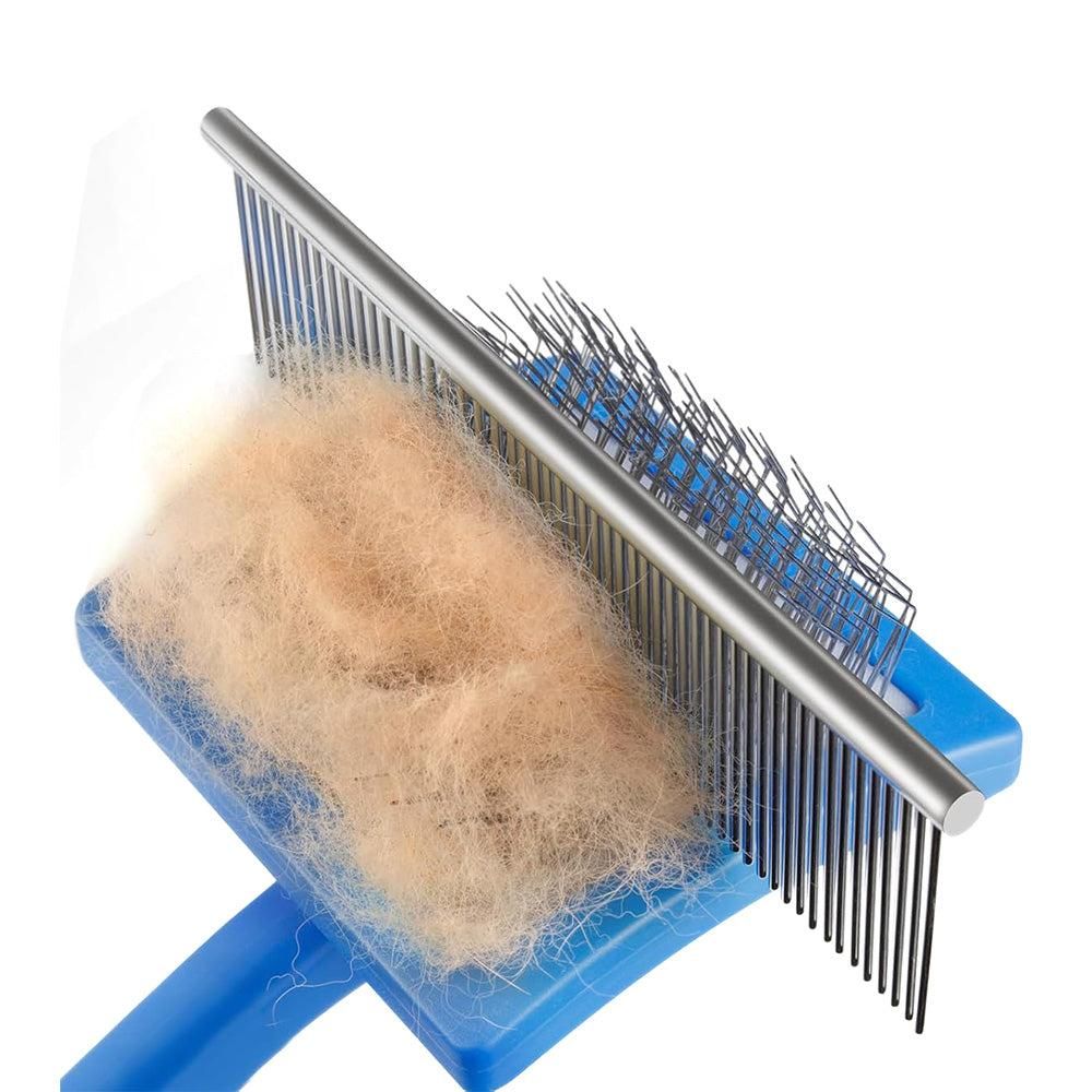 2-Piece Dog Slicker Brush & Comb Set for Grooming & Detangling Blue - Image 5