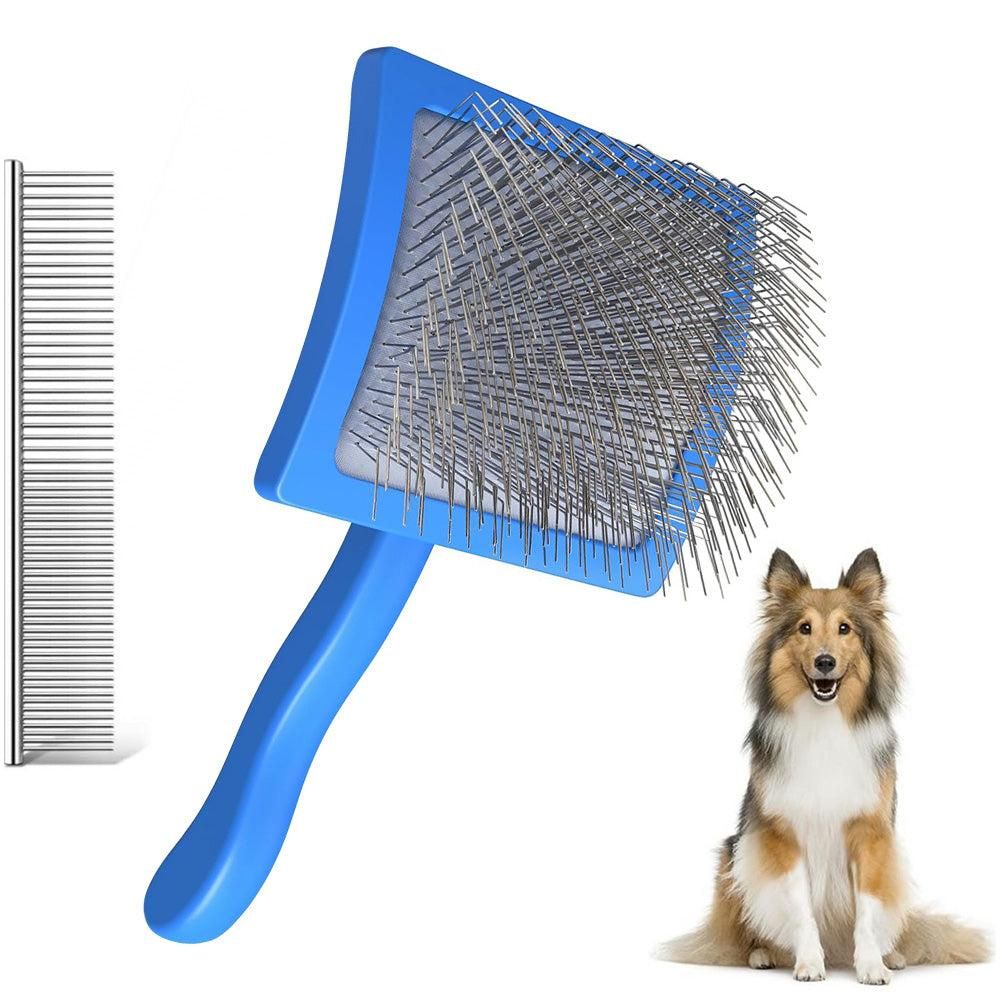 2-Piece Dog Slicker Brush & Comb Set for Grooming & Detangling Blue - Image 6