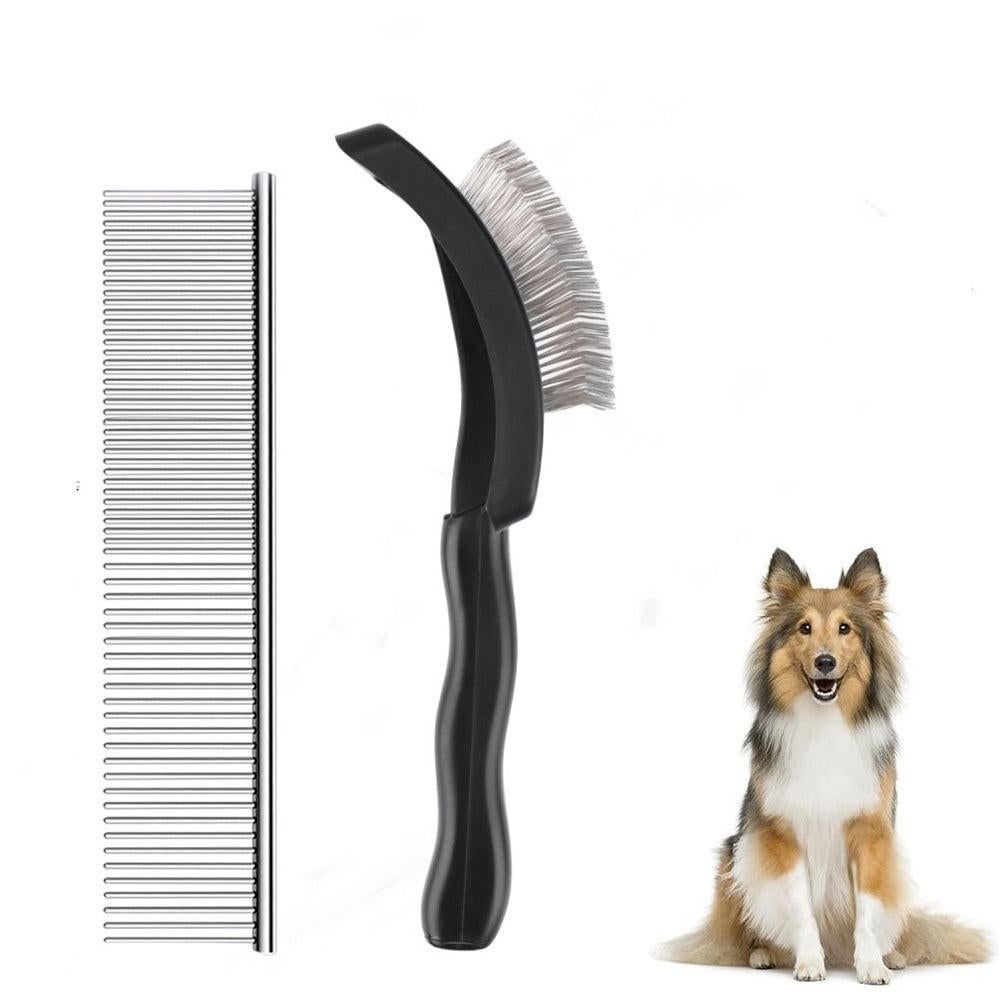 2-Piece Dog Slicker Brush & Comb Set for Grooming & Detangling Blue - Image 8