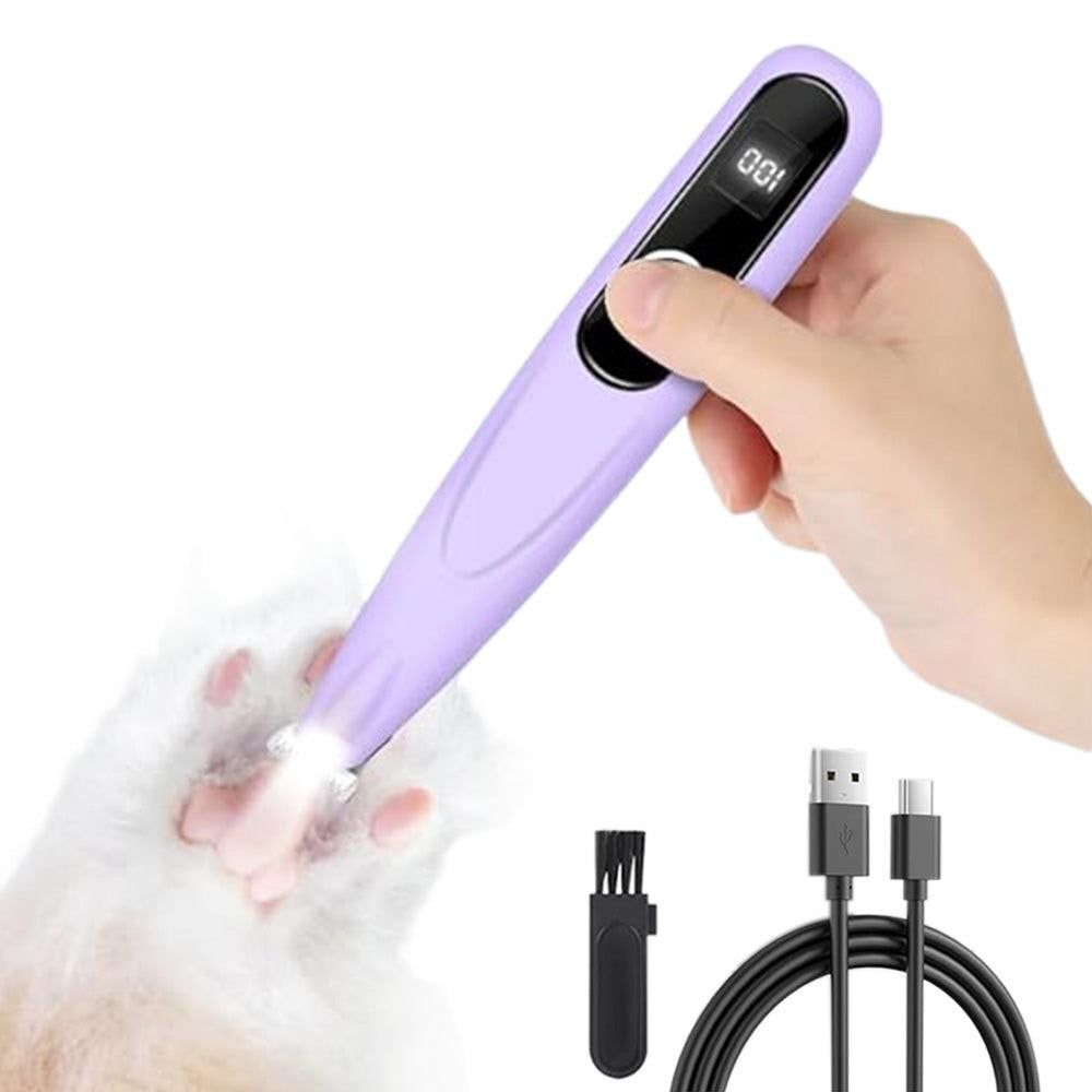 Cordless Pet Paw Trimmer with LED Light Rechargeable Grooming Tool for Dog Cat Purple - Image 1