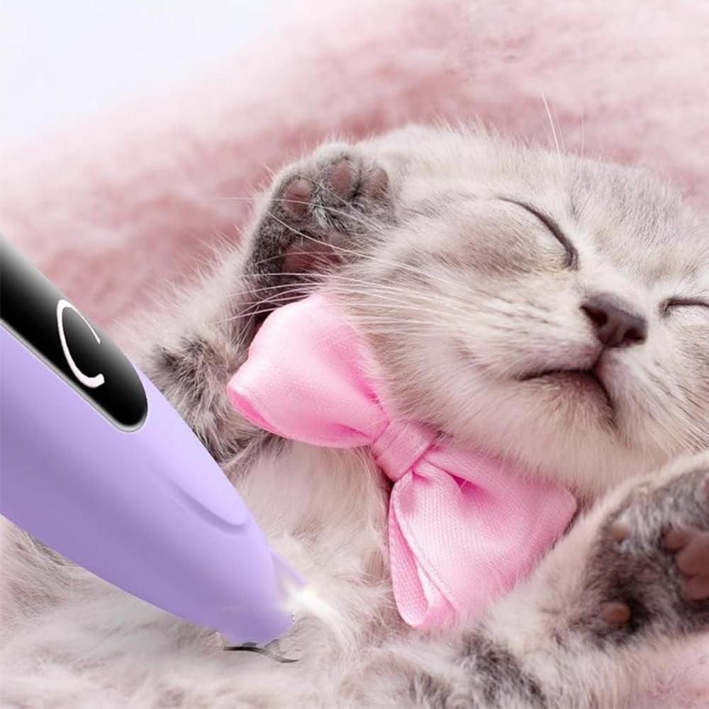 Cordless Pet Paw Trimmer with LED Light Rechargeable Grooming Tool for Dog Cat Purple - Image 2