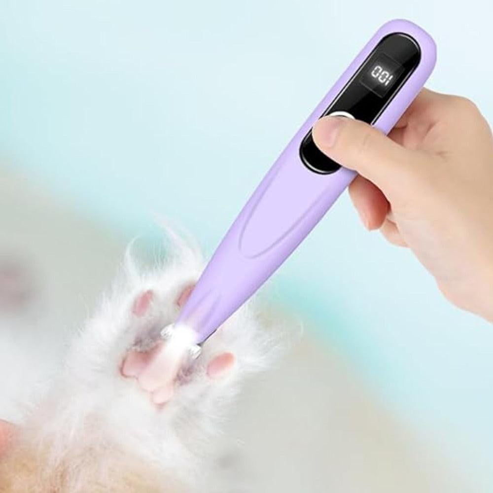 Cordless Pet Paw Trimmer with LED Light Rechargeable Grooming Tool for Dog Cat Purple - Image 3