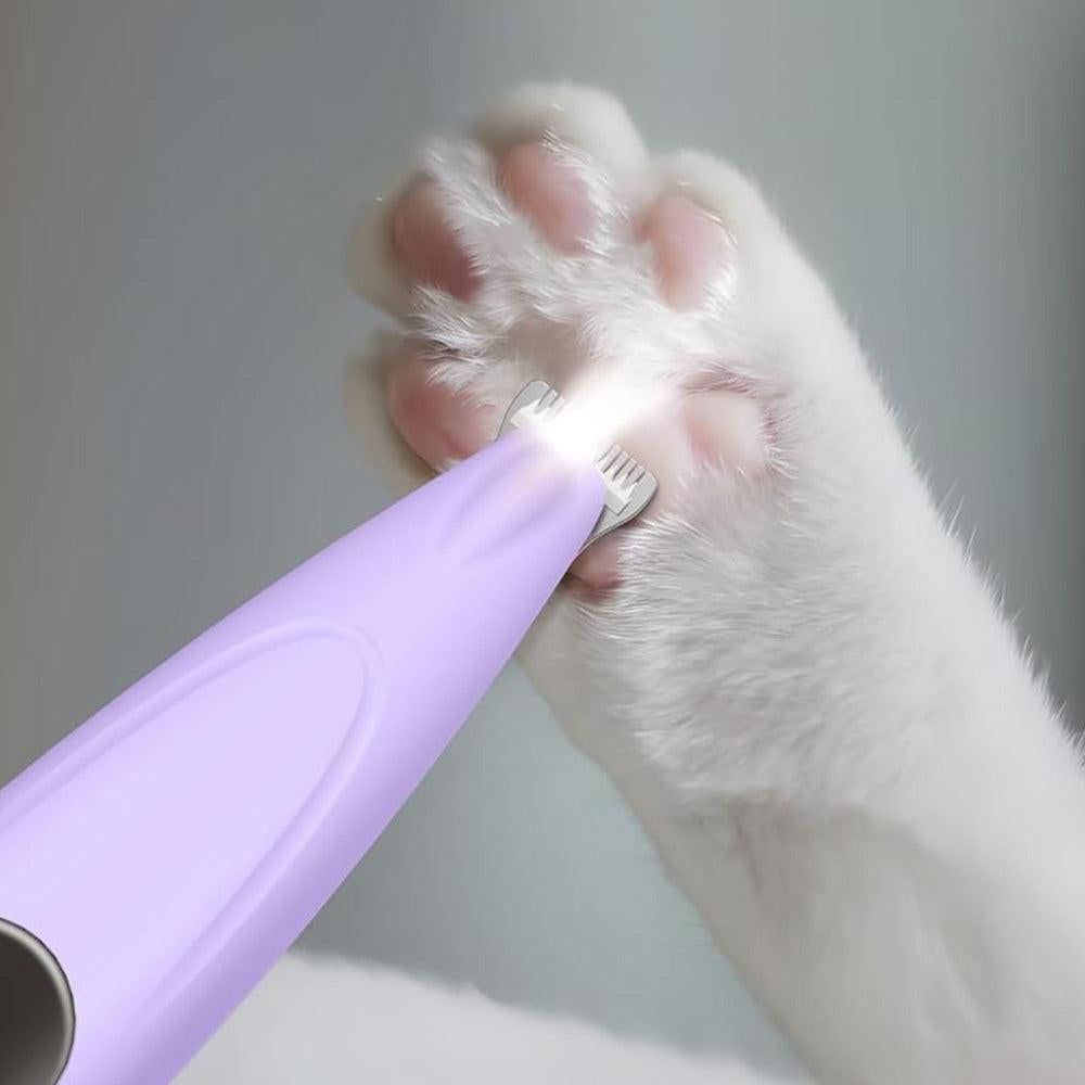 Cordless Pet Paw Trimmer with LED Light Rechargeable Grooming Tool for Dog Cat Purple - Image 5