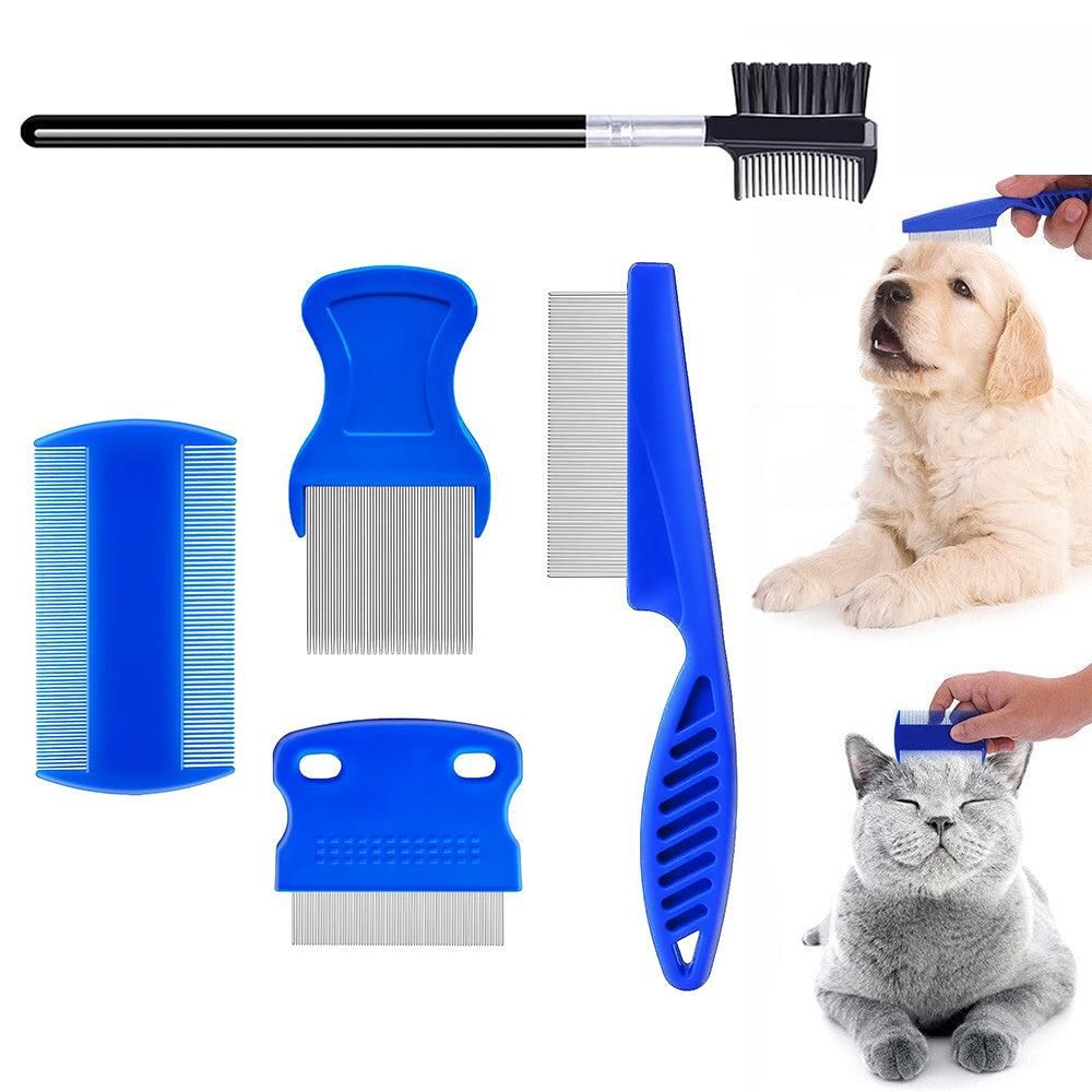 5 Pcs Set Flea Lice Comb for Pets Stainless Steel Dog Cat Dematting Grooming Combs - Image 1
