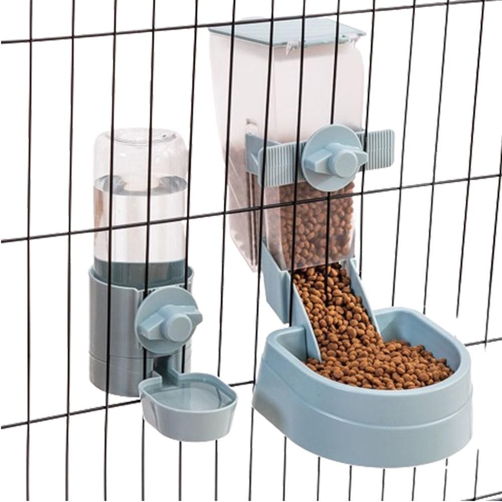 Automatic Food Water Dispenser Set Pet Feeder Bowl Set for Cage Light Blue - Image 1