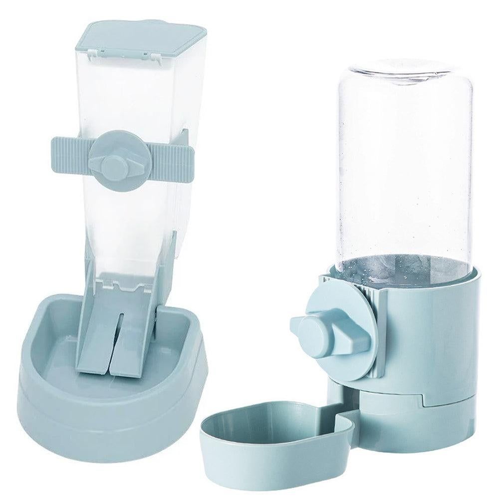 Automatic Food Water Dispenser Set Pet Feeder Bowl Set for Cage Light Blue - Image 2