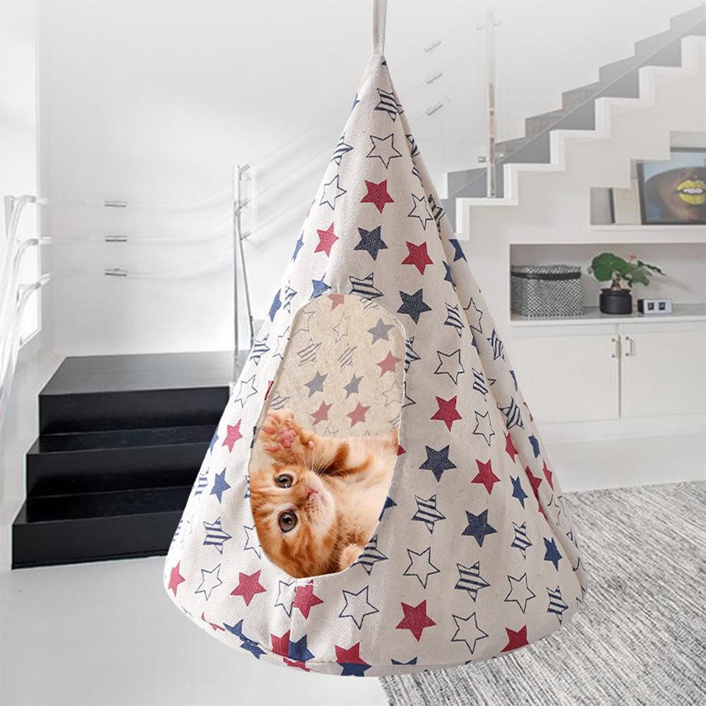 Pet Cat Tent Cone Hammock with Thick Mat Warm Cotton Cage Hanging Bed M-Star Style - Image 1