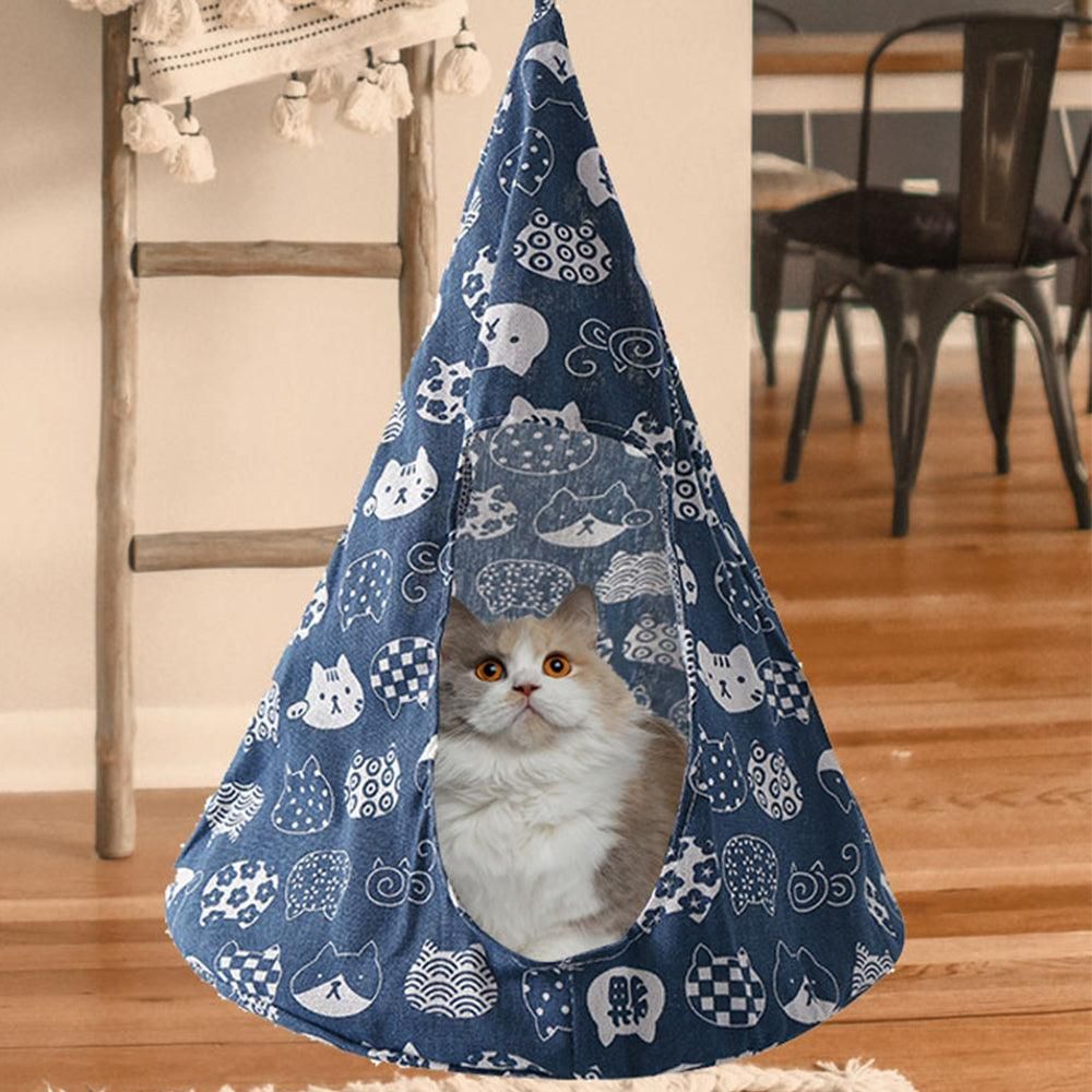Pet Cat Tent Cone Hammock with Thick Mat Warm Cotton Cage Hanging Bed M-Star Style - Image 7