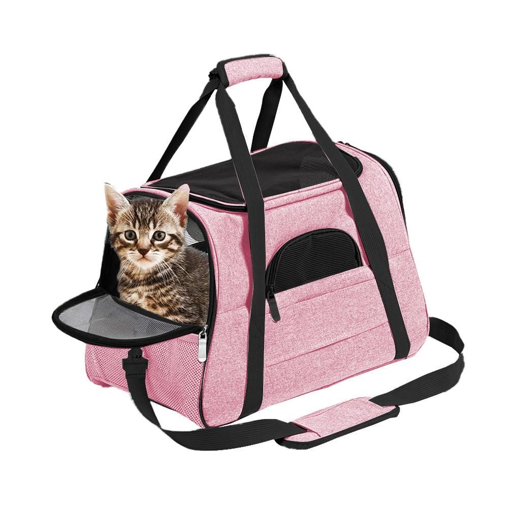 Cat Pet Carrier Travel Carrier Pet Bag for Small Medium Cats Pink - Image 1