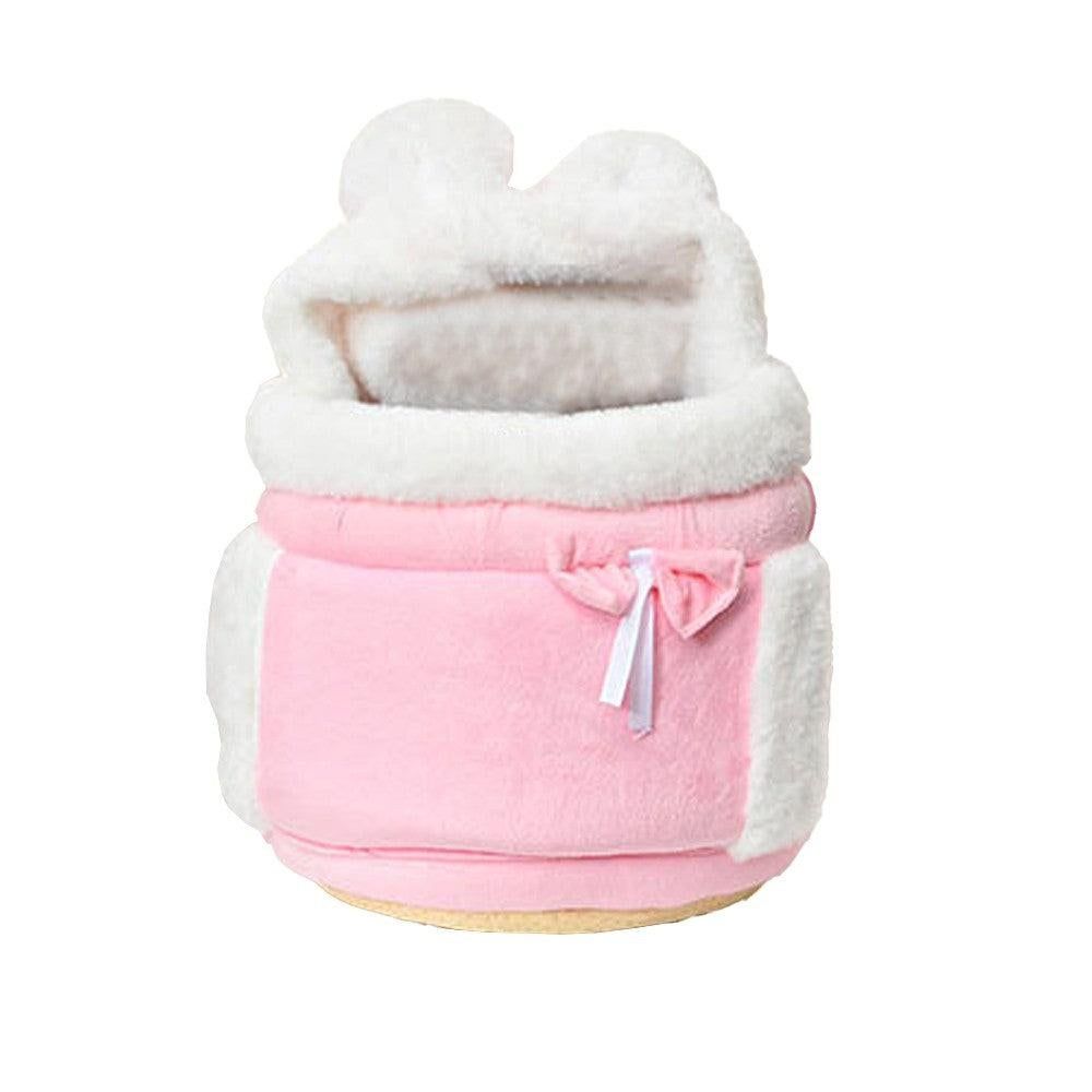 Plush Pet Carrier Backpack Pet Warm Bag with Hand Warmer Pocket Pink - M - Image 7