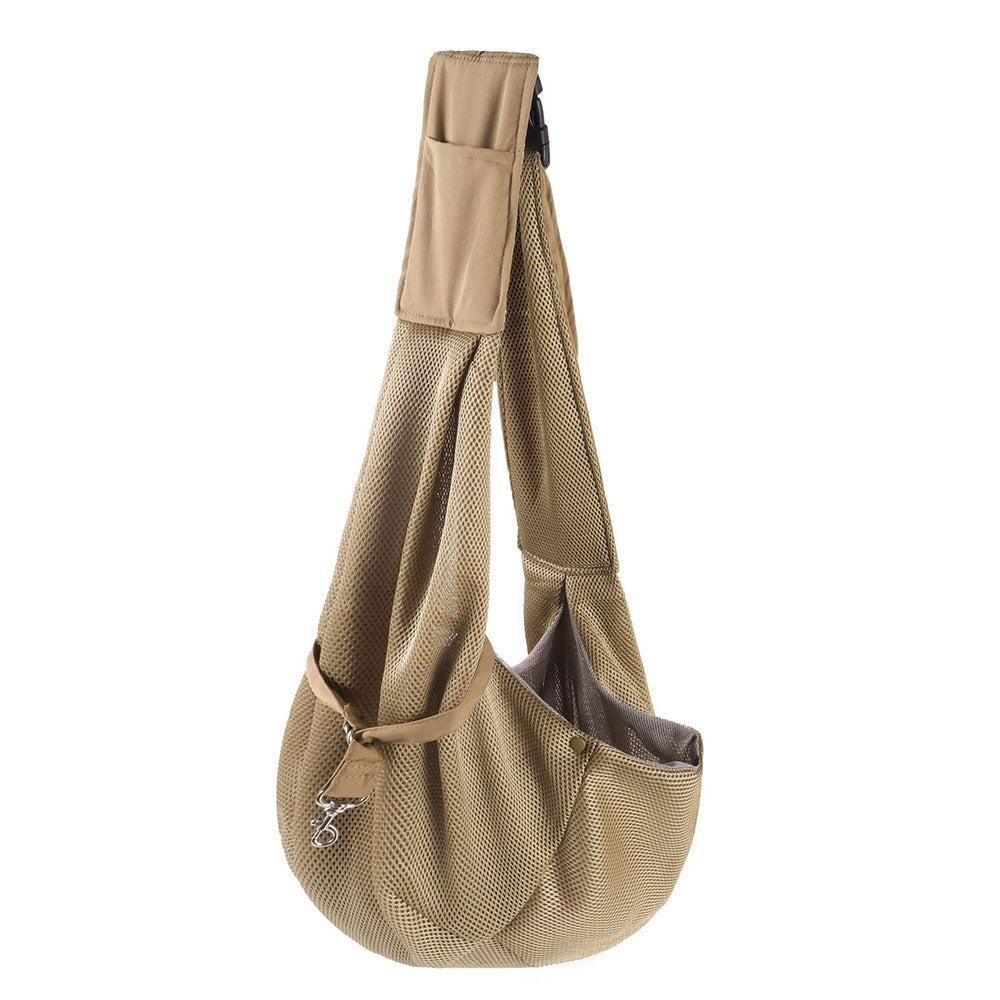 Adjustable Pet Dog Carrier Sling Bag Breathable Mesh Puppy Cat Carrier Khaki - Image 4
