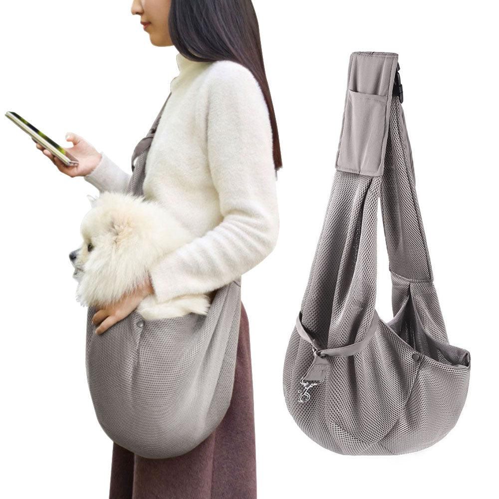 Adjustable Pet Dog Carrier Sling Bag Breathable Mesh Puppy Cat Carrier Khaki - Image 5
