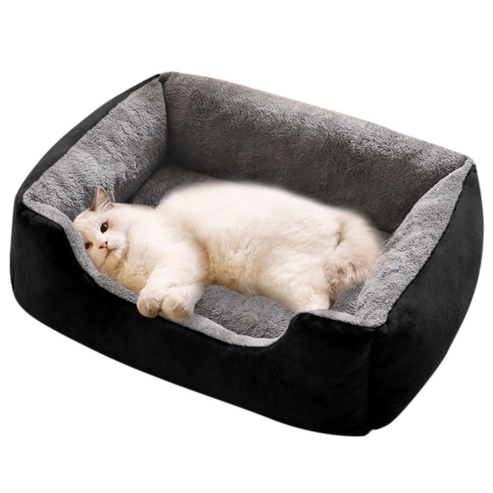 Rectangle Pet Bed for Dogs Cats Beds Warming Soft Calming Sleeping Puppy Bed Black - M - Image 2