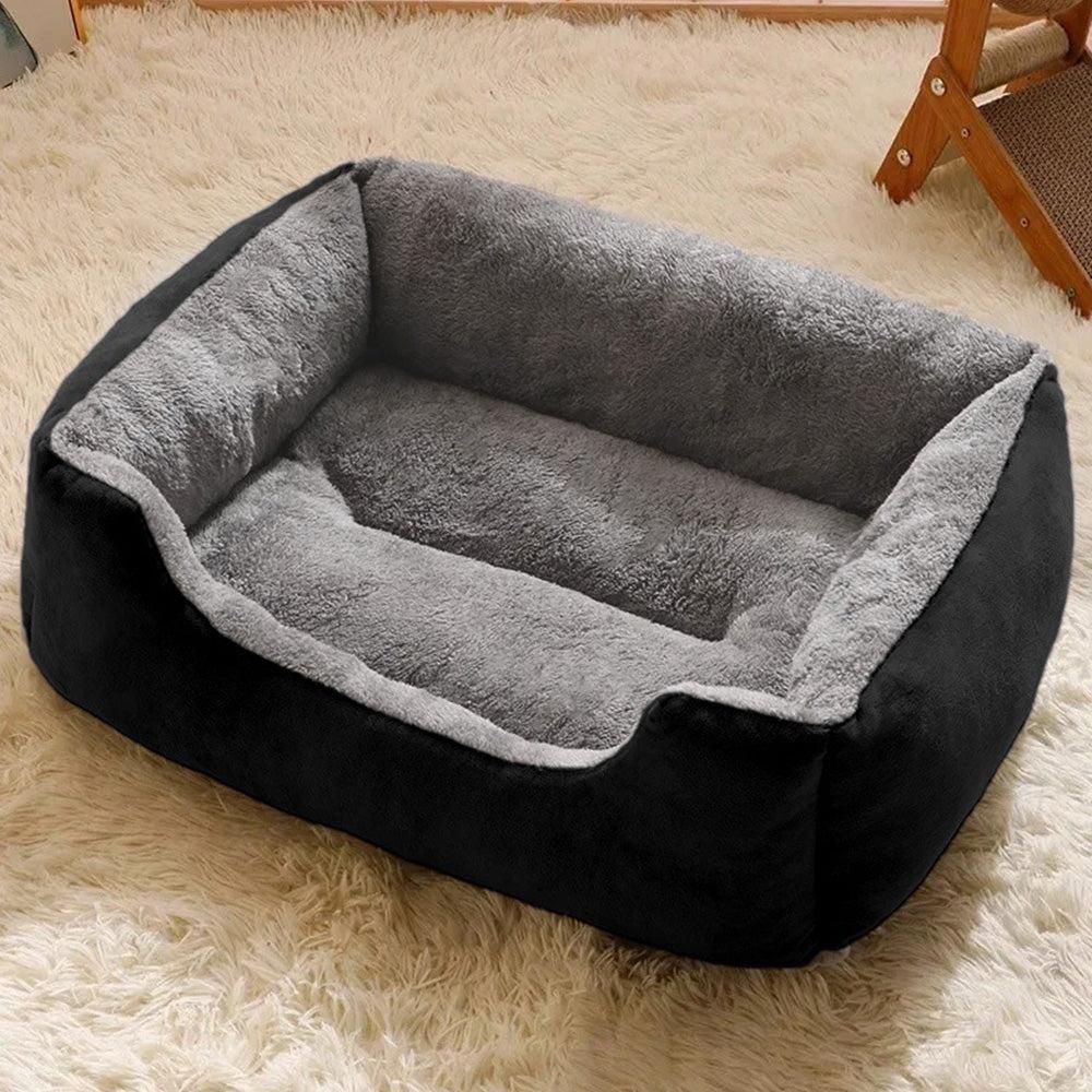 Rectangle Pet Bed for Dogs Cats Beds Warming Soft Calming Sleeping Puppy Bed Black - M - Image 3
