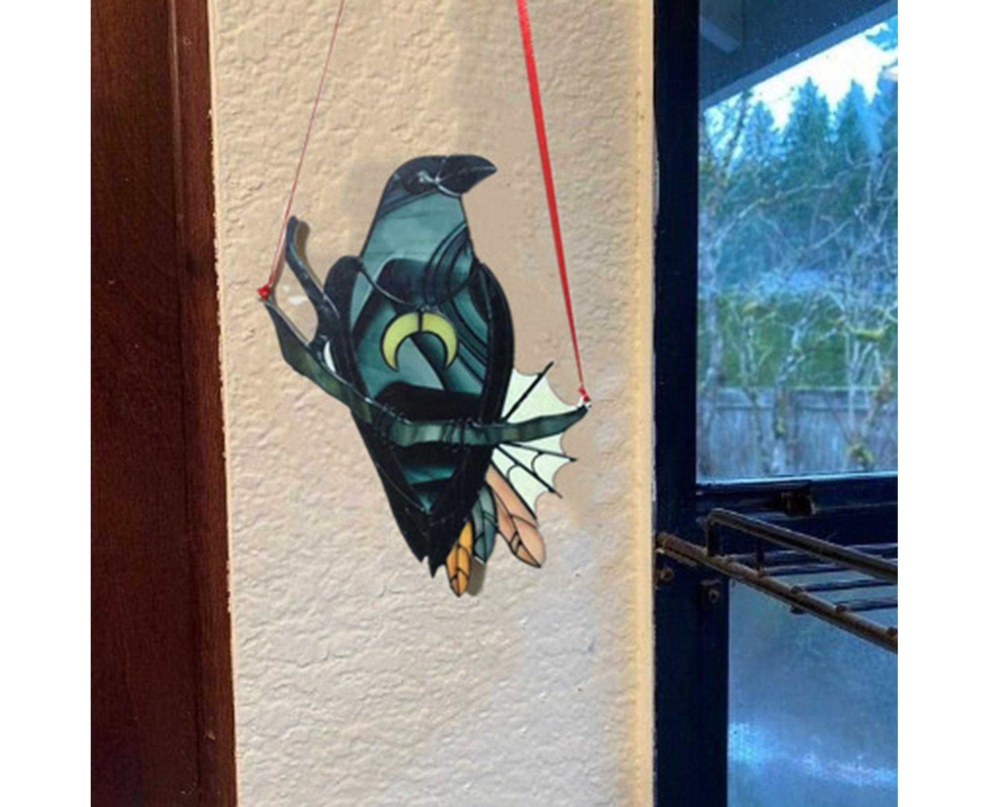 Pendant Crow Pattern Landscaping Ornaments Acrylic Door Wall Hanging Ornaments for Home-Black - Image 3