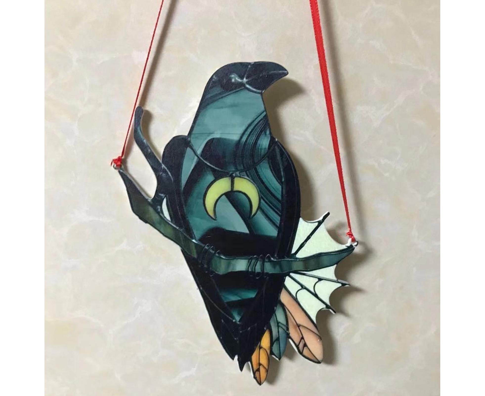 Pendant Crow Pattern Landscaping Ornaments Acrylic Door Wall Hanging Ornaments for Home-Black - Image 4
