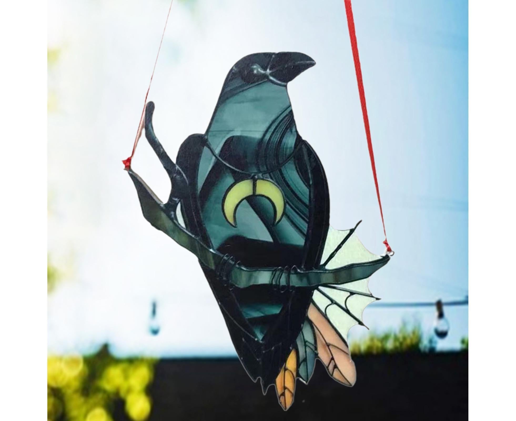 Pendant Crow Pattern Landscaping Ornaments Acrylic Door Wall Hanging Ornaments for Home-Black - Image 7