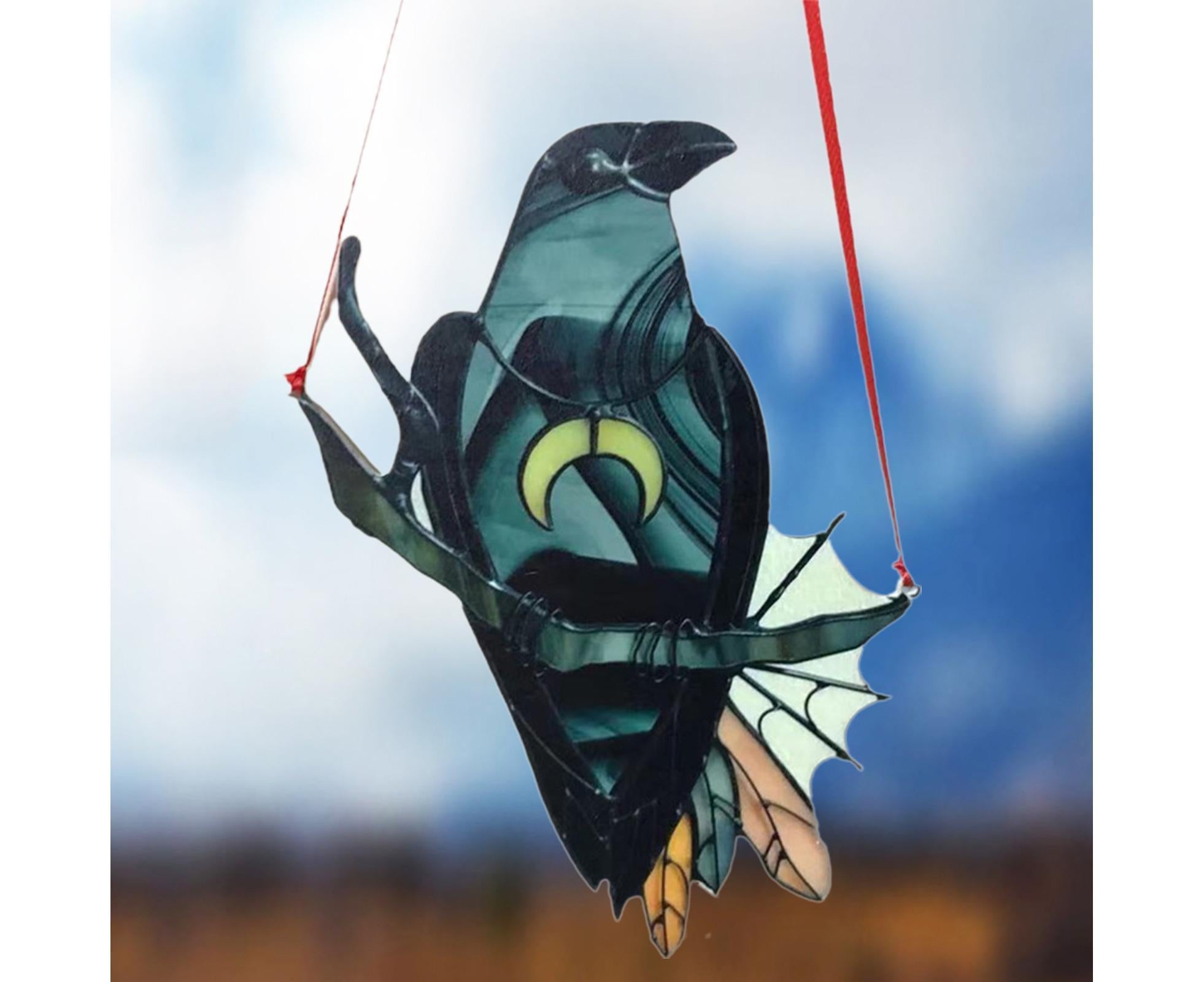 Pendant Crow Pattern Landscaping Ornaments Acrylic Door Wall Hanging Ornaments for Home-Black - Image 8