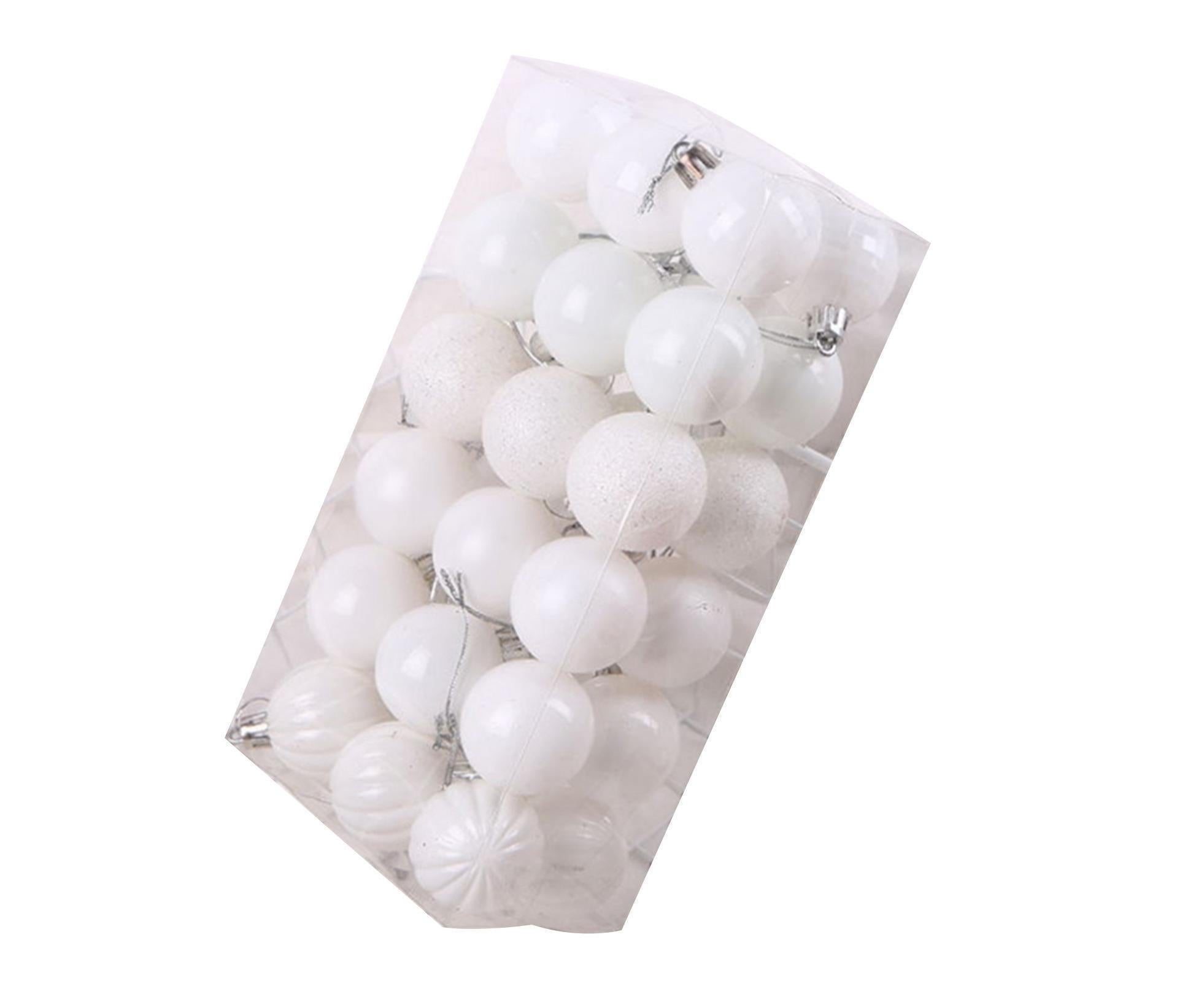 36Pcs Christmas Tree Balls Festival Home Party Mall Xmas Hanging Decor Ornament-White - Image 1
