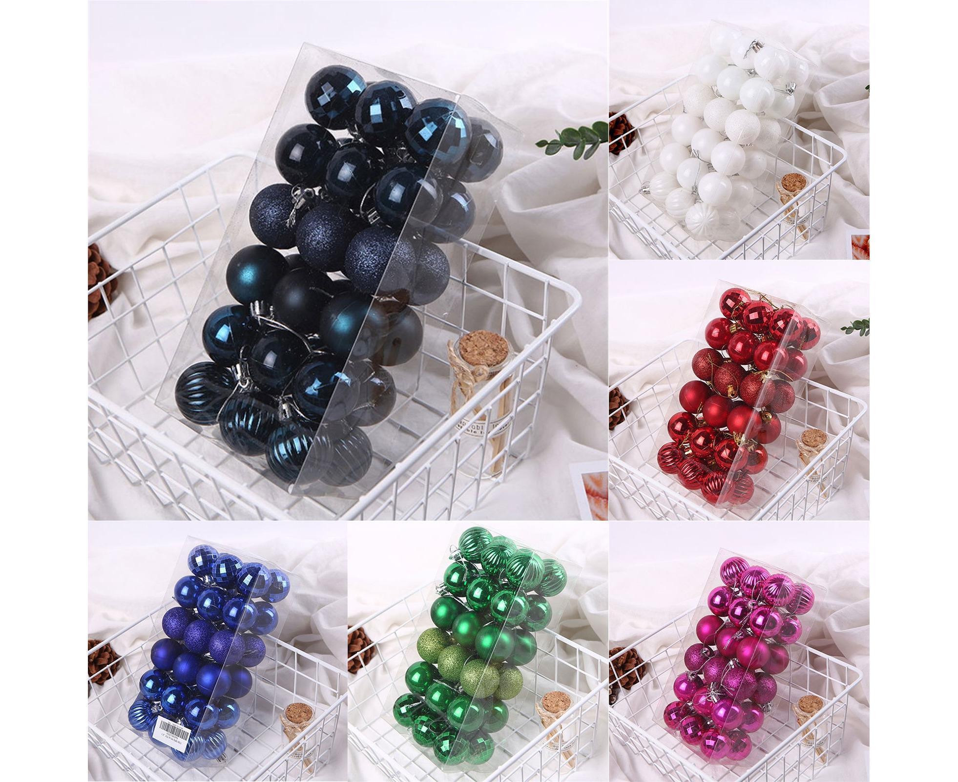 36Pcs Christmas Tree Balls Festival Home Party Mall Xmas Hanging Decor Ornament-White - Image 2