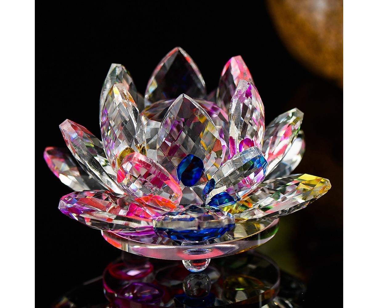 Artificial Quartz Crystal Lotus Flower Figurine Wedding Party Decor Souvenir-Red - Image 6