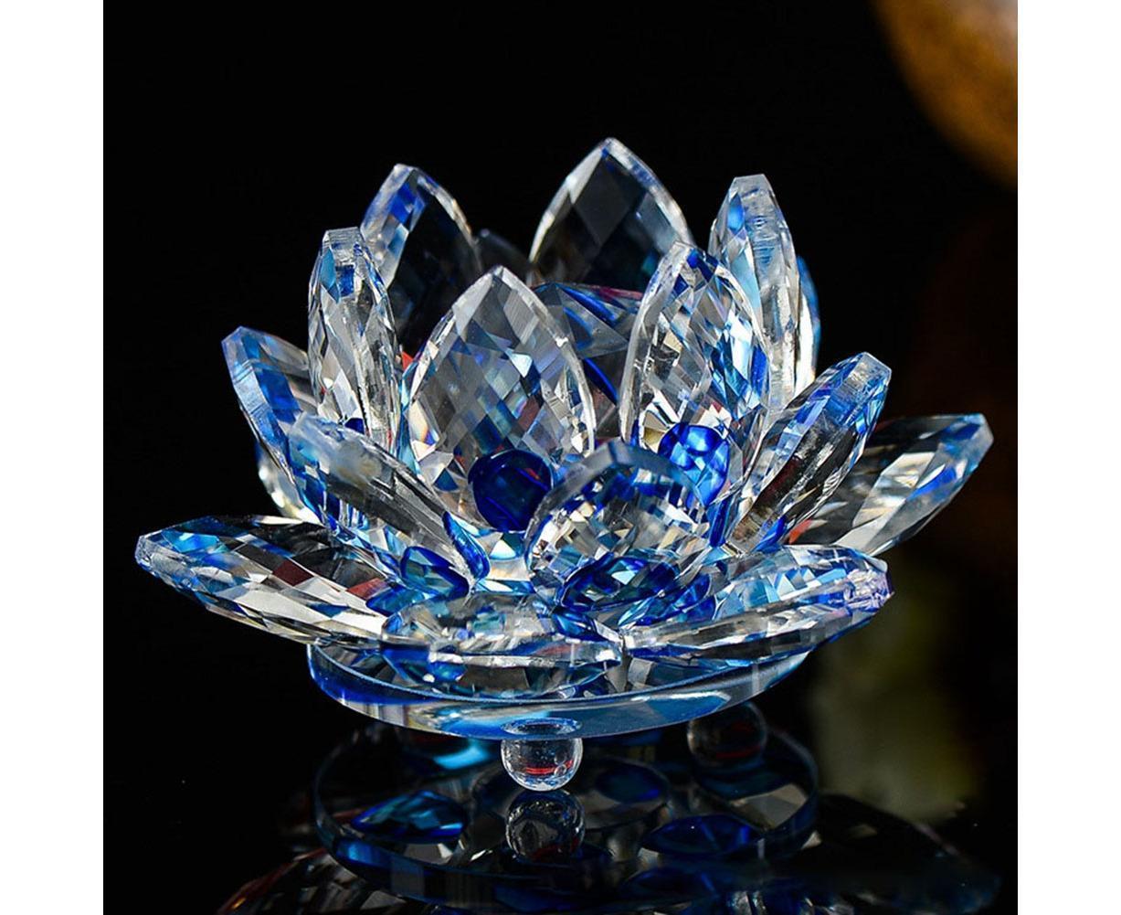 Artificial Quartz Crystal Lotus Flower Figurine Wedding Party Decor Souvenir-Red - Image 7