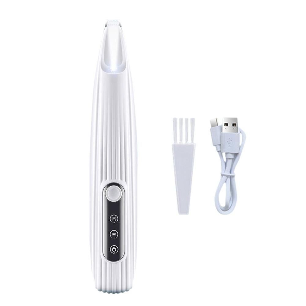 Dog Paw Trimmer with LED Light Rechargeable Pet Hair Clippers for Small Dogs Cats White - Image 1