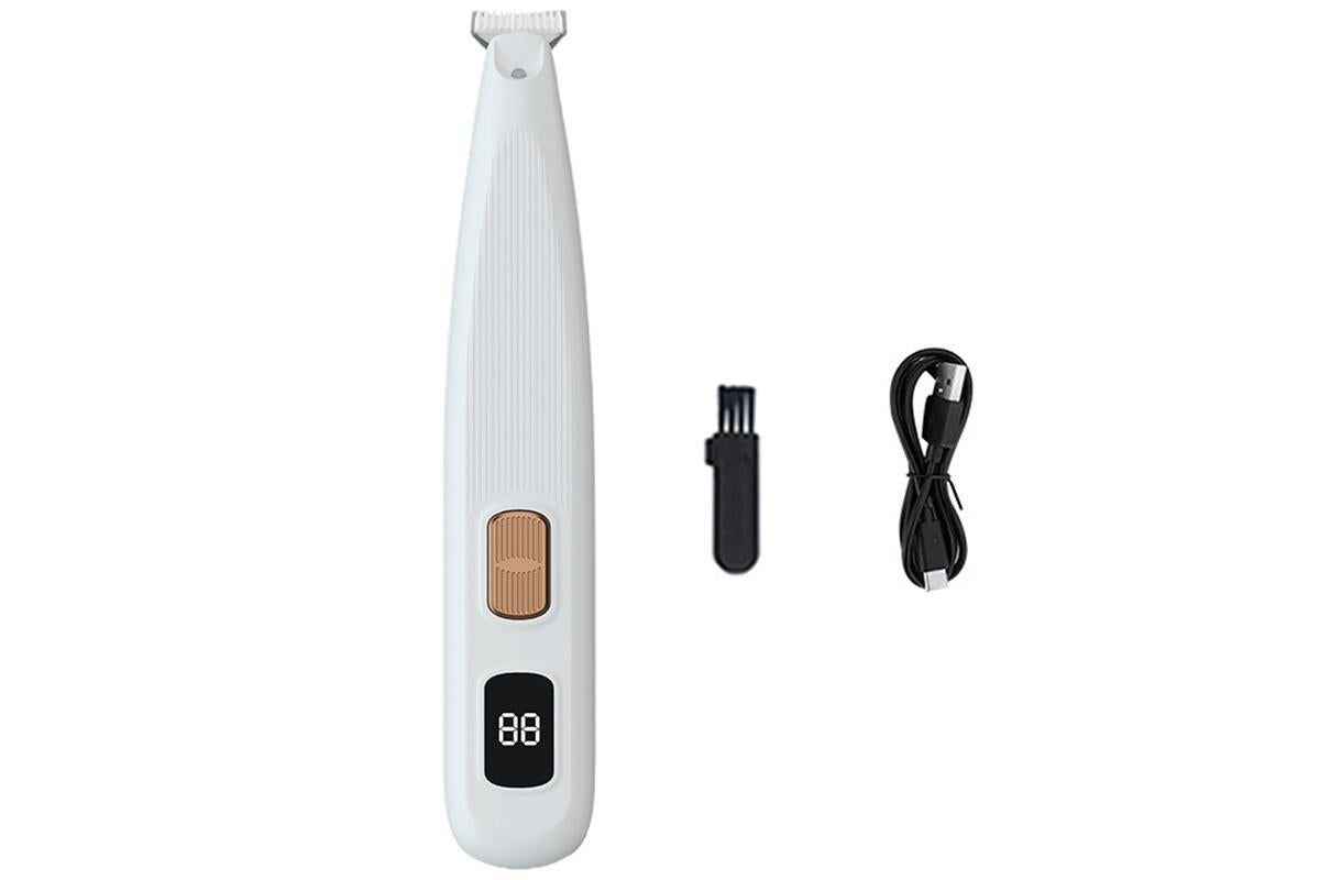 Dog Paw Trimmer with LED Light Rechargeable Pet Hair Clippers for Small Dogs Cats White - Image 7
