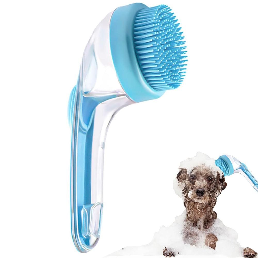 2-in-1 Pet Bath Brush with Built-in Shampoo Dispenser Dog Shampoo Bubble Maker Dog Cat Bathing Grooming Tool Blue - Image 1