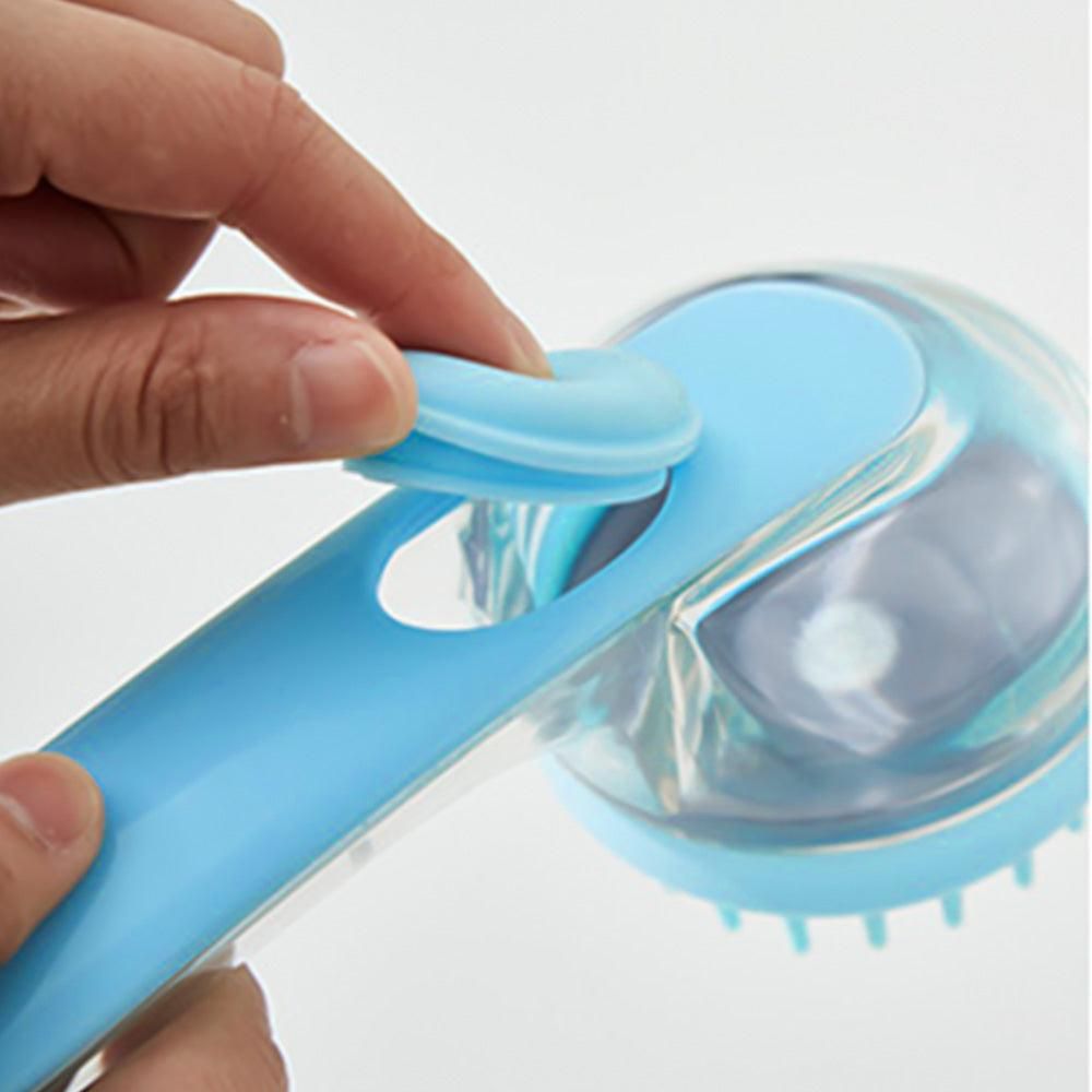 2-in-1 Pet Bath Brush with Built-in Shampoo Dispenser Dog Shampoo Bubble Maker Dog Cat Bathing Grooming Tool Blue - Image 4