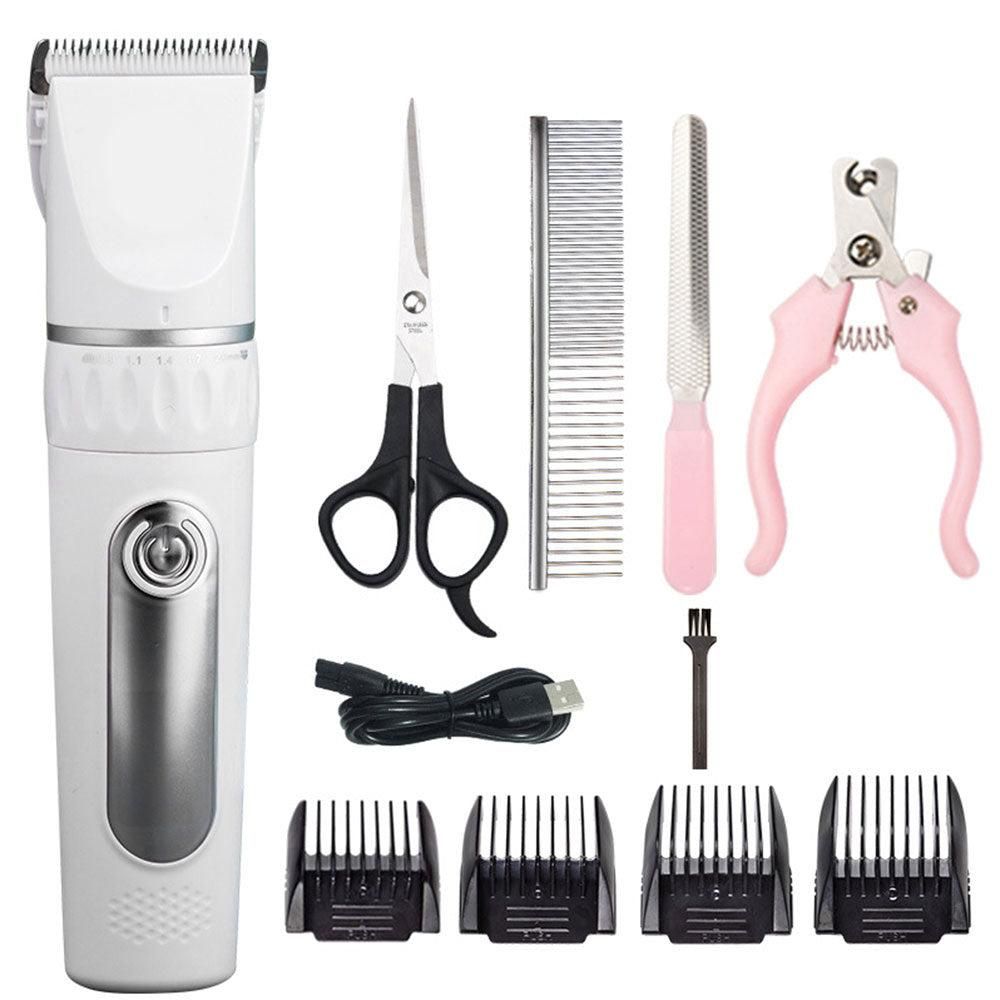 Electric Dog Cat Grooming Kit Cordless Pet Hair Shaver Scissors Clippers Trimmer White - Image 1