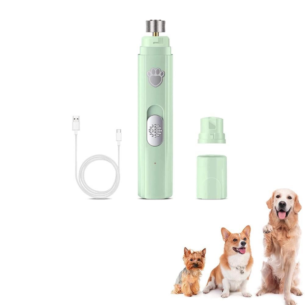Pet Dog Electric Nail Grinder Rechargeable Nail Trimmers Clipper Green - Image 1