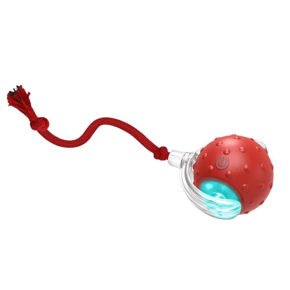 Motion Activate Interactive Cat Toy Rechargeable Smart Rolling Ball with Rope Red - Image 2