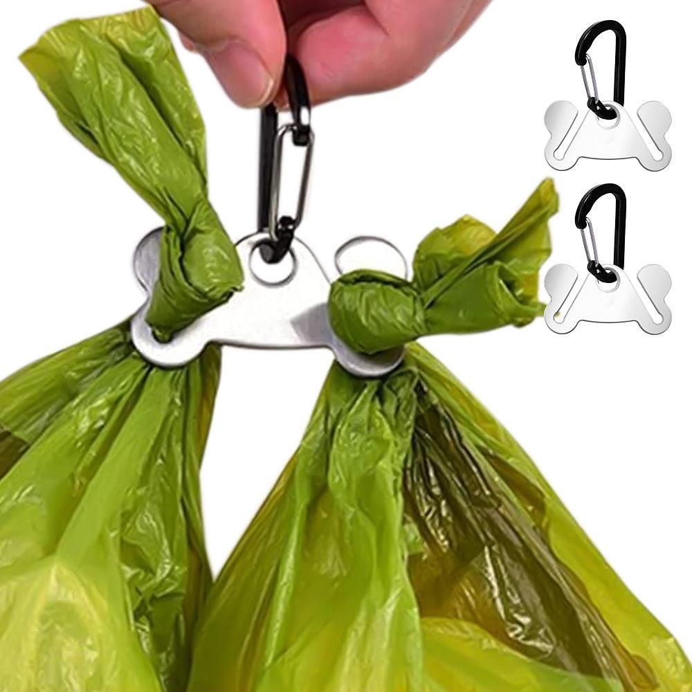 2PCS Metal Dog Poop Bag Holder Clips - Hands-Free Leash Attachment - Image 1