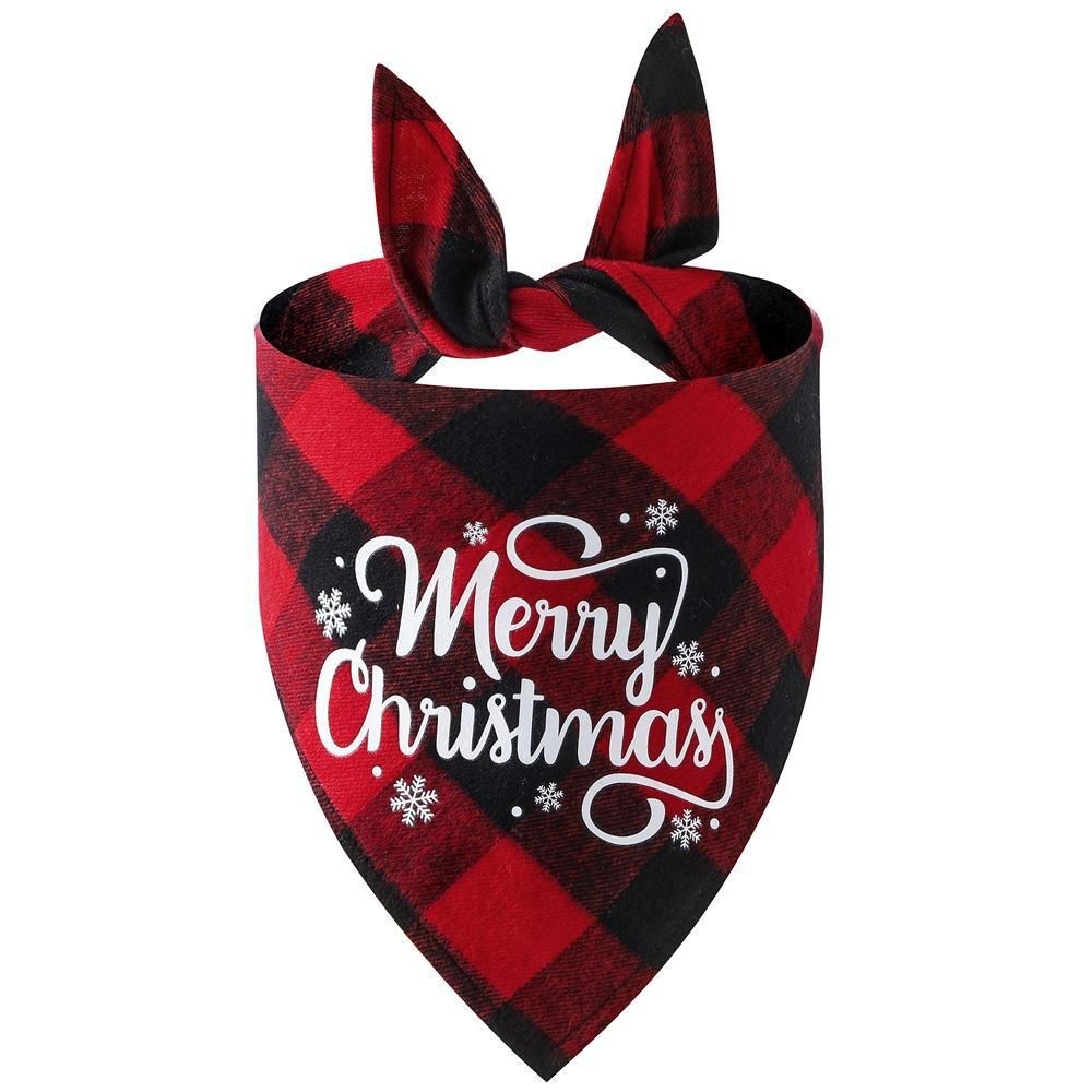 Christmas Pet Triangle Scarf Dog Bandana Pet Wearable Accessories Red Grid - Santa Claus - Image 4