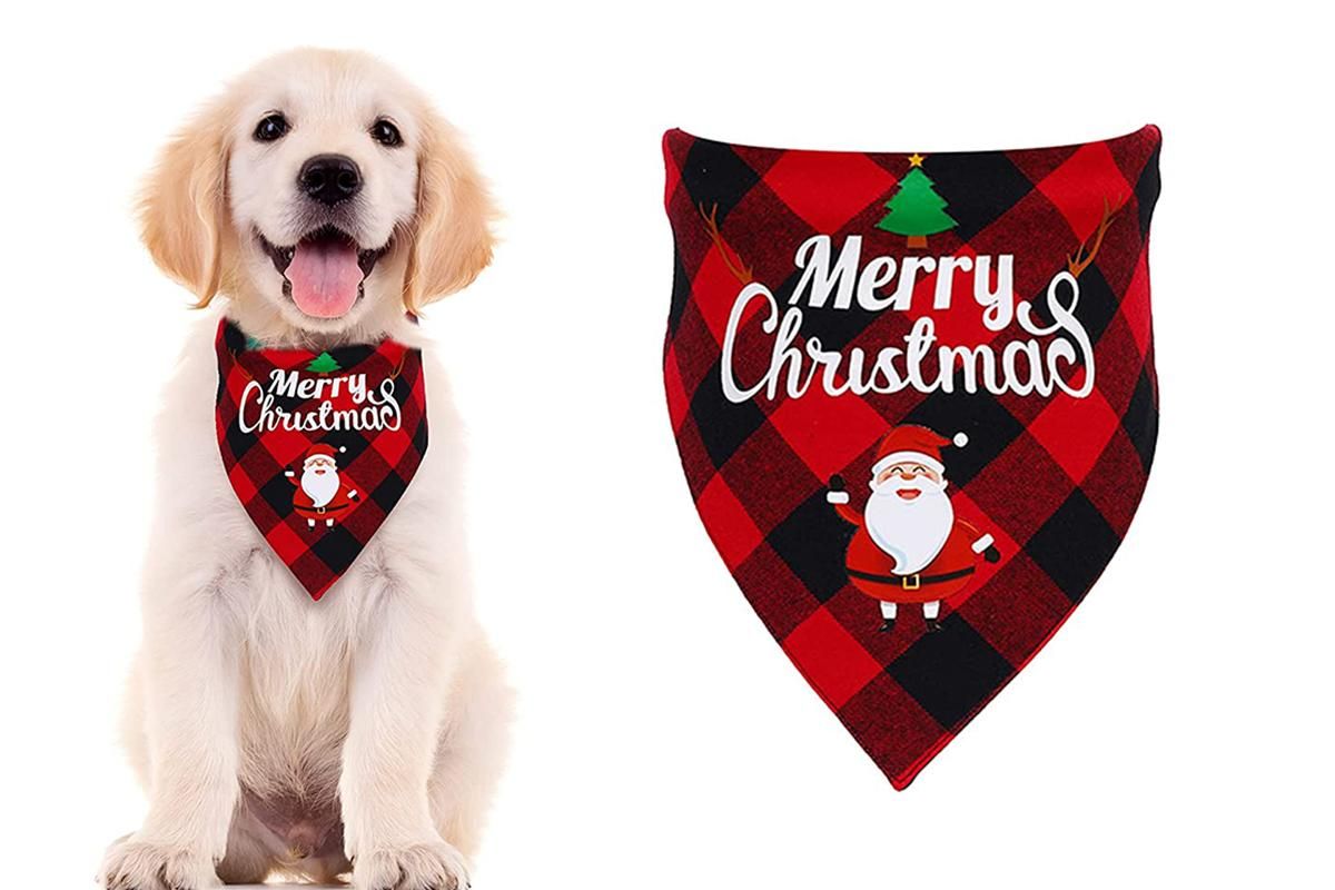 Christmas Pet Triangle Scarf Dog Bandana Pet Wearable Accessories Red Grid - Santa Claus - Image 6