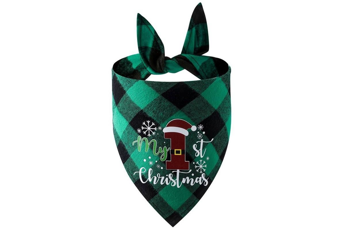 Christmas Pet Triangle Scarf Dog Bandana Pet Wearable Accessories Red Grid - Santa Claus - Image 7