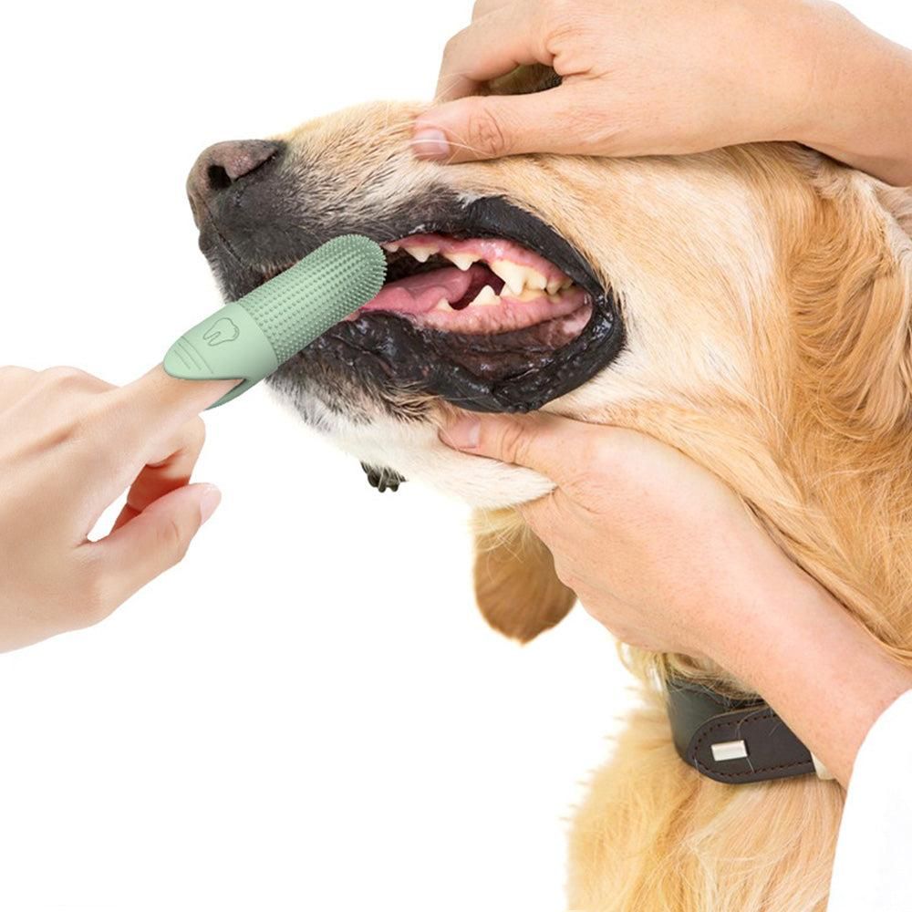 Silicone Pet Finger Toothbrush - Daily Teeth Cleaning for Cats and Dogs Green - Image 2