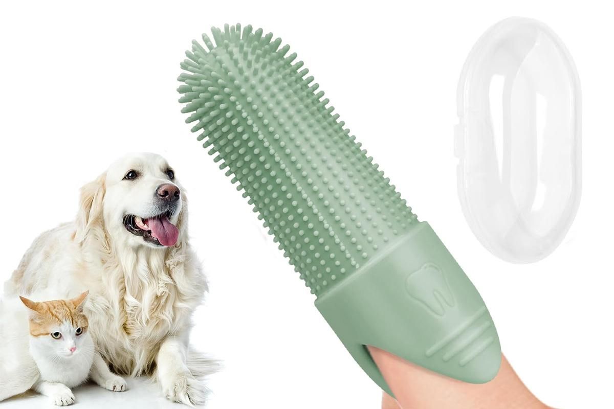 Silicone Pet Finger Toothbrush - Daily Teeth Cleaning for Cats and Dogs Green - Image 6