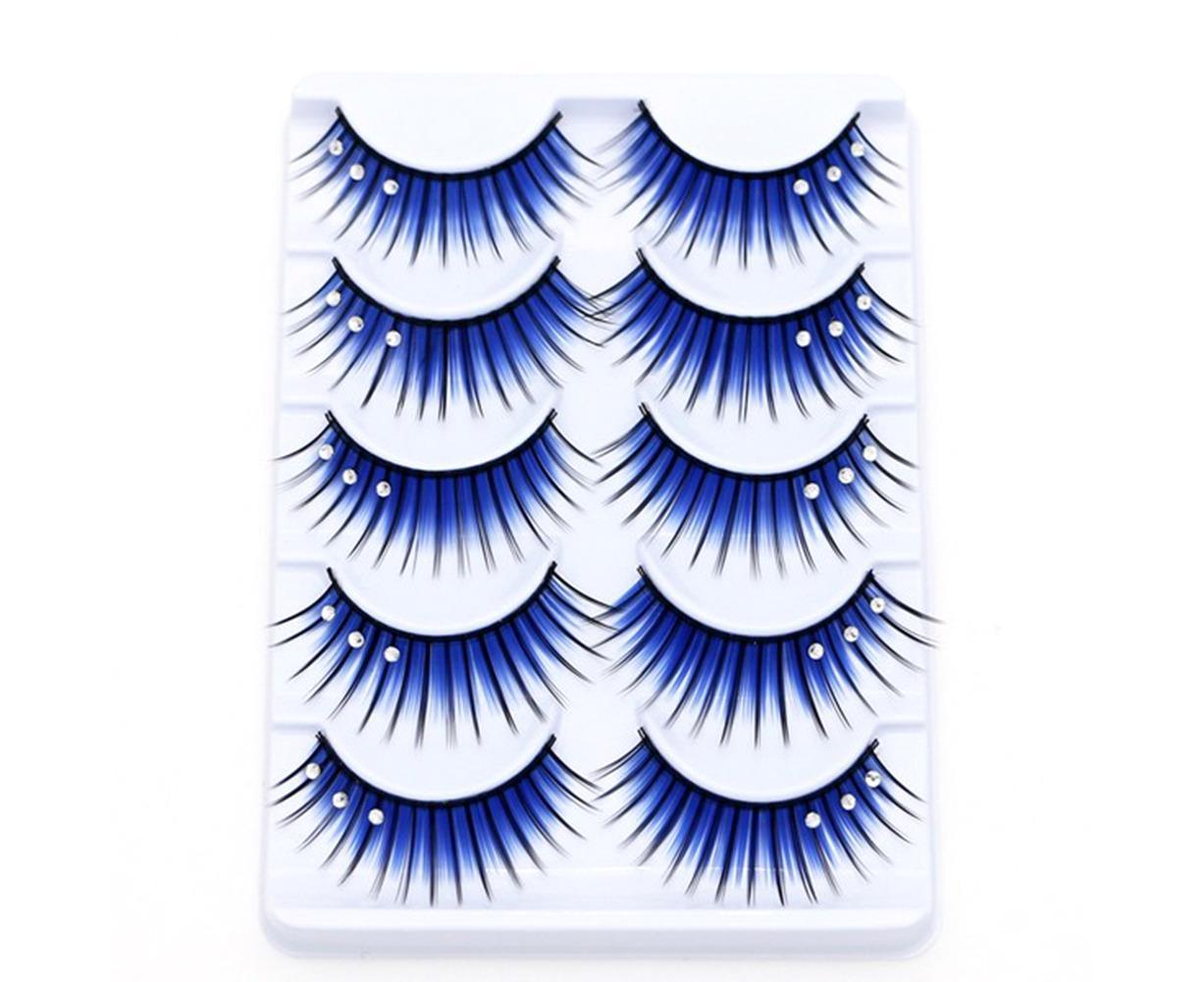 5 Pairs Dual Colors Glitter Rhinestones Artificial Eyelash Party Makeup Tool - Image 2