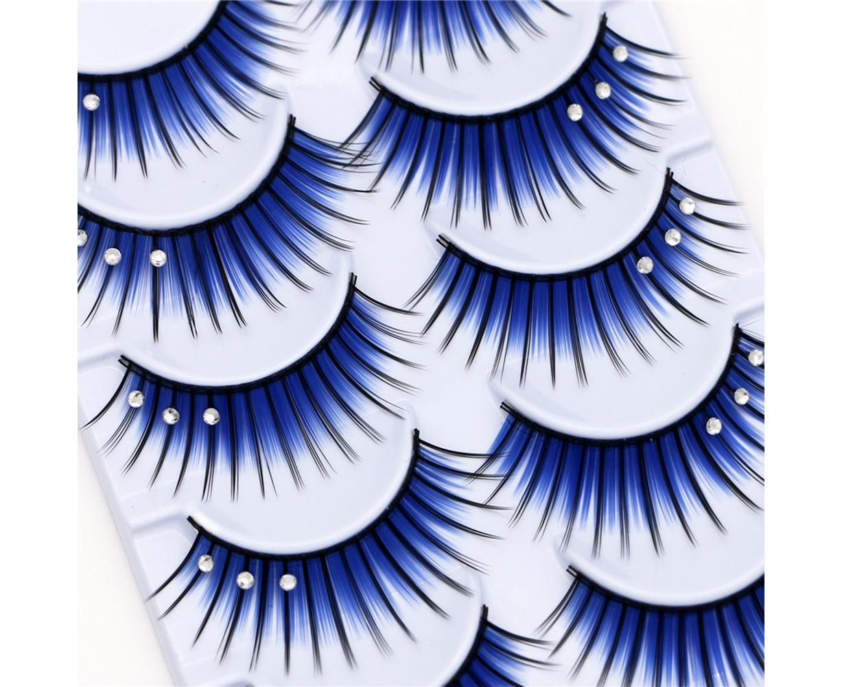 5 Pairs Dual Colors Glitter Rhinestones Artificial Eyelash Party Makeup Tool - Image 3