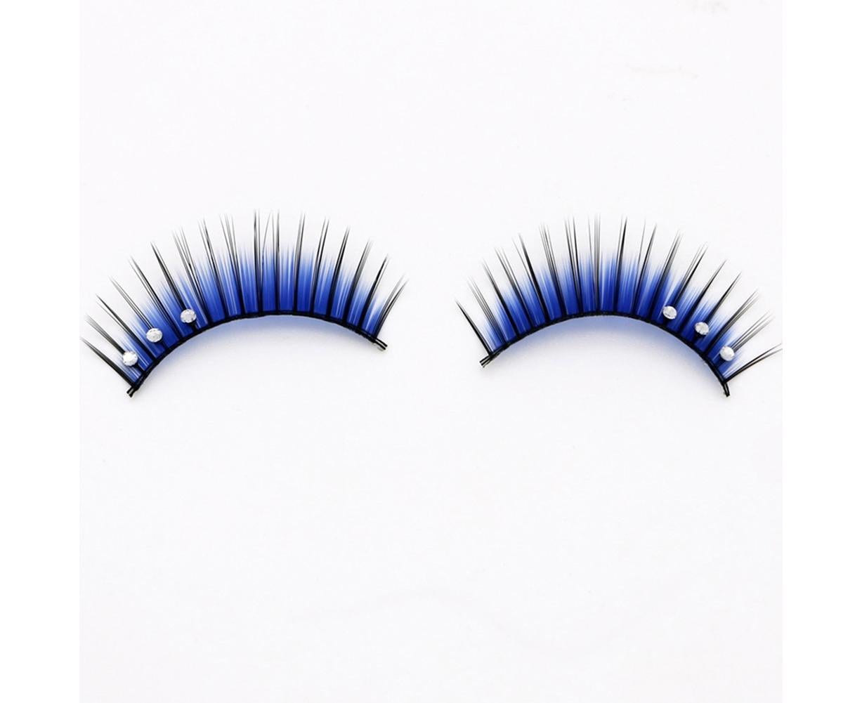5 Pairs Dual Colors Glitter Rhinestones Artificial Eyelash Party Makeup Tool - Image 4