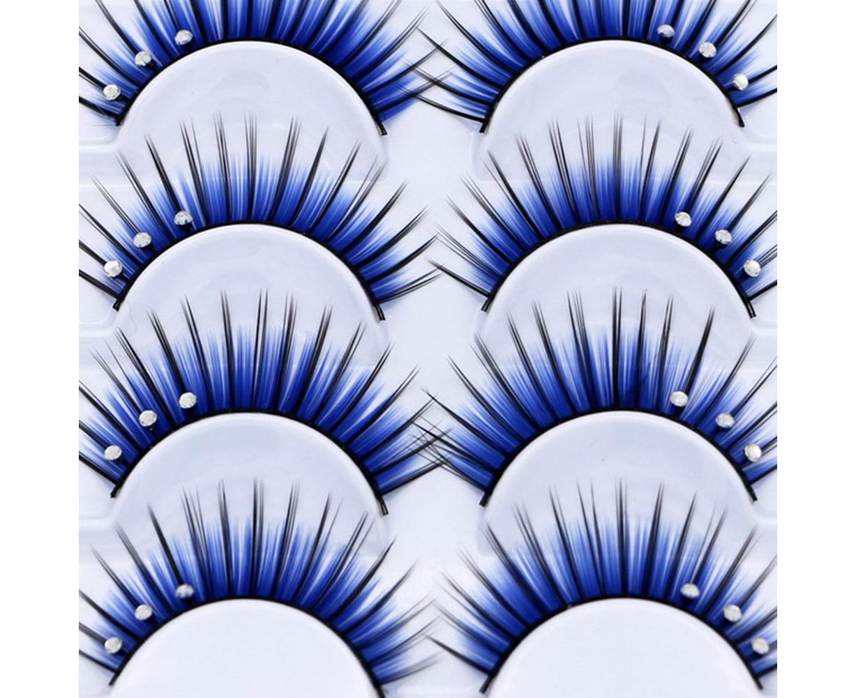 5 Pairs Dual Colors Glitter Rhinestones Artificial Eyelash Party Makeup Tool - Image 6