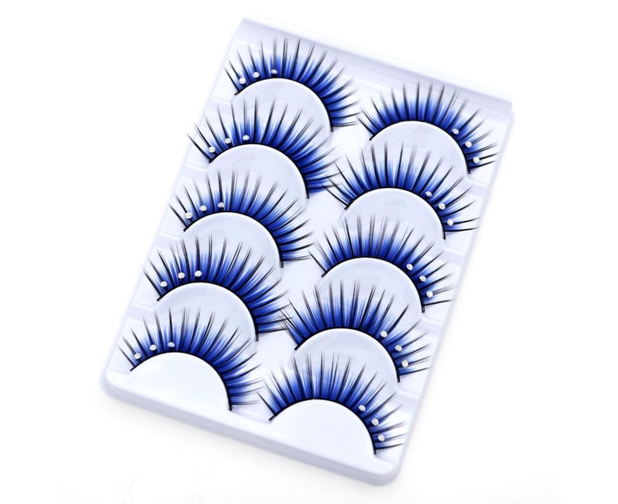 5 Pairs Dual Colors Glitter Rhinestones Artificial Eyelash Party Makeup Tool - Image 7