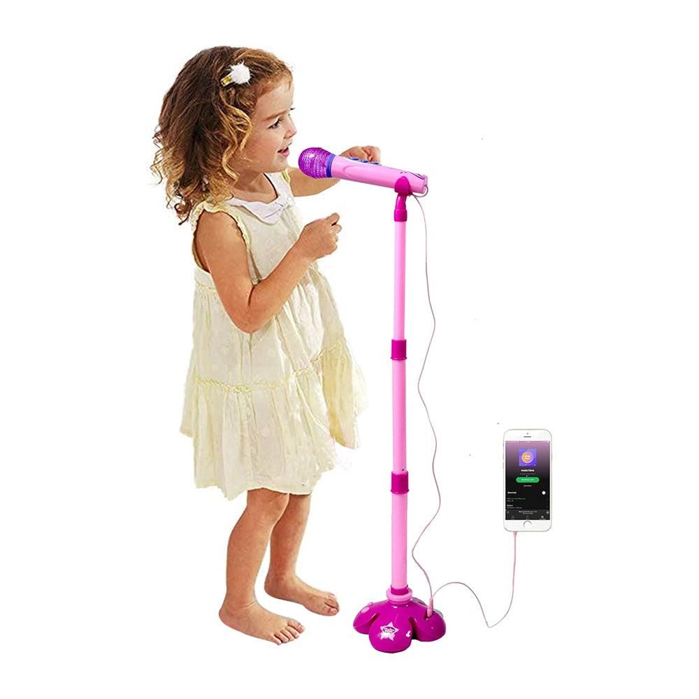 Karaoke Machine with 1 Mic Adjustable Stand Music Play Toy Pink - Image 1